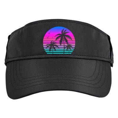 Sunset Palm Tree Cool Summer Vacation Style Vaporwave Adult Drive Performance Visor