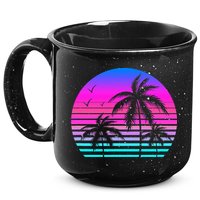 Sunset Palm Tree Cool Summer Vacation Style Vaporwave 15oz Campfire Ceramic Mug