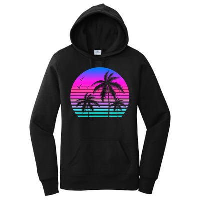 Sunset Palm Tree Cool Summer Vacation Style Vaporwave Women's Pullover Hoodie