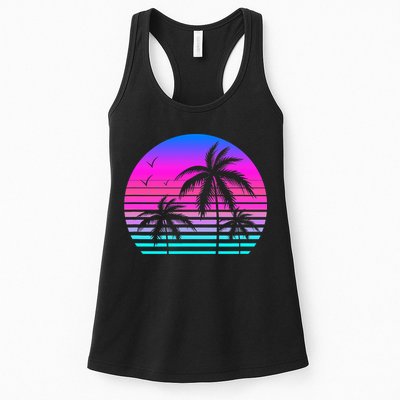 Sunset Palm Tree Cool Summer Vacation Style Vaporwave Womens Tank Top