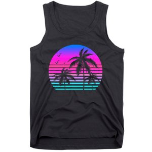 Sunset Palm Tree Cool Summer Vacation Style Vaporwave Tank Top