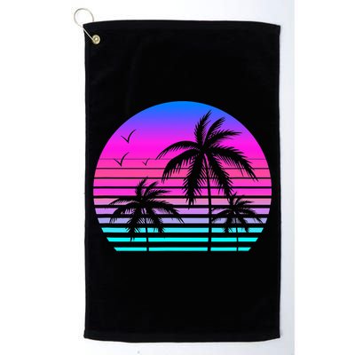 Sunset Palm Tree Cool Summer Vacation Style Vaporwave Golf Towel