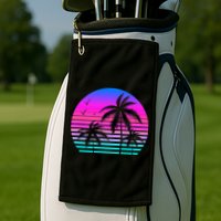 Sunset Palm Tree Cool Summer Vacation Style Vaporwave Golf Towel