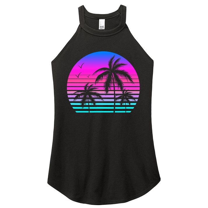 Sunset Palm Tree Cool Summer Vacation Style Vaporwave Women's Perfect Tri Rocker Tank