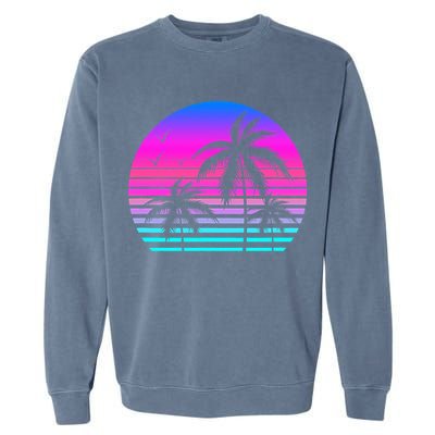 Sunset Palm Tree Cool Summer Vacation Style Vaporwave Garment-Dyed Sweatshirt