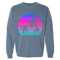 Sunset Palm Tree Cool Summer Vacation Style Vaporwave Garment-Dyed Sweatshirt