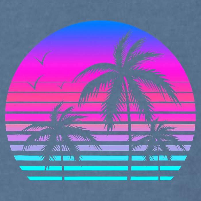 Sunset Palm Tree Cool Summer Vacation Style Vaporwave Garment-Dyed Sweatshirt