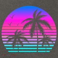 Sunset Palm Tree Cool Summer Vacation Style Vaporwave Cotton Canvas Backpack