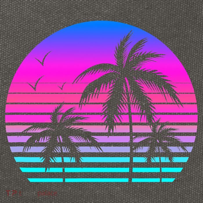 Sunset Palm Tree Cool Summer Vacation Style Vaporwave Cotton Canvas Backpack