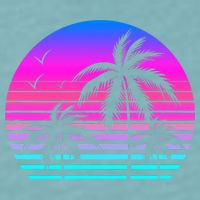 Sunset Palm Tree Cool Summer Vacation Style Vaporwave Sueded Cloud Jersey T-Shirt