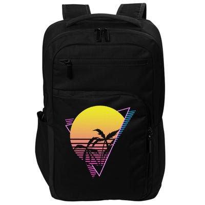 Sunset Palm Trees Synthwave Vaporwave Aesthetic Impact Tech Backpack