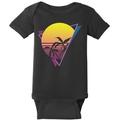Sunset Palm Trees Synthwave Vaporwave Aesthetic Baby Bodysuit