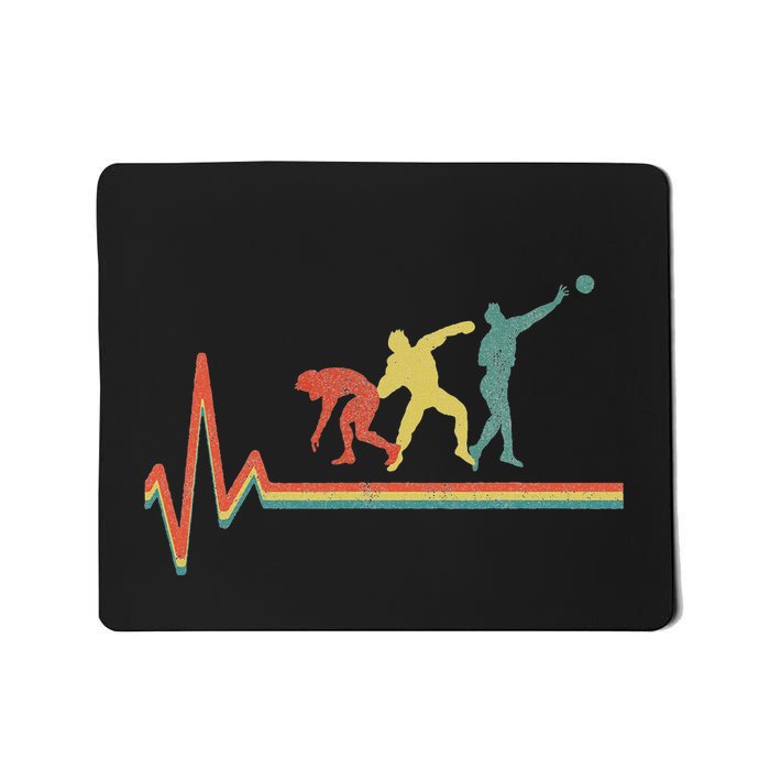 Shot Put Throw Athelte Retro Heartbeat Track And Field Mousepad