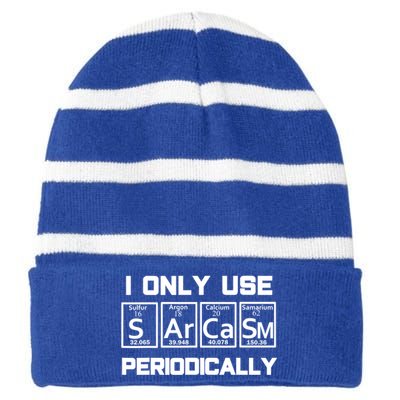 Sarcasm Periodic Table Elegift Weird Science Joke Gift Striped Beanie with Solid Band