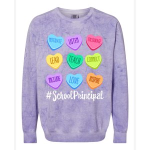 School Principal Teacher Valentine's Day Pastel Candy Heart Gift Colorblast Crewneck Sweatshirt