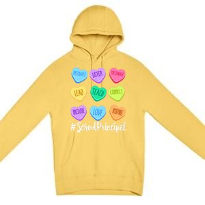 School Principal Teacher Valentine's Day Pastel Candy Heart Gift Premium Pullover Hoodie