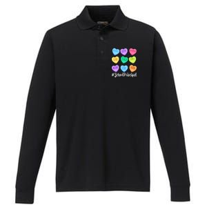 School Principal Teacher Valentine's Day Pastel Candy Heart Gift Performance Long Sleeve Polo