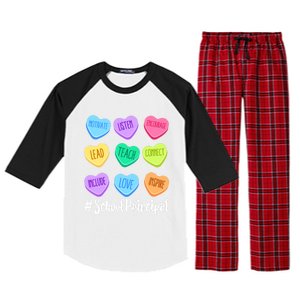 School Principal Teacher Valentine's Day Pastel Candy Heart Gift Raglan Sleeve Pajama Set