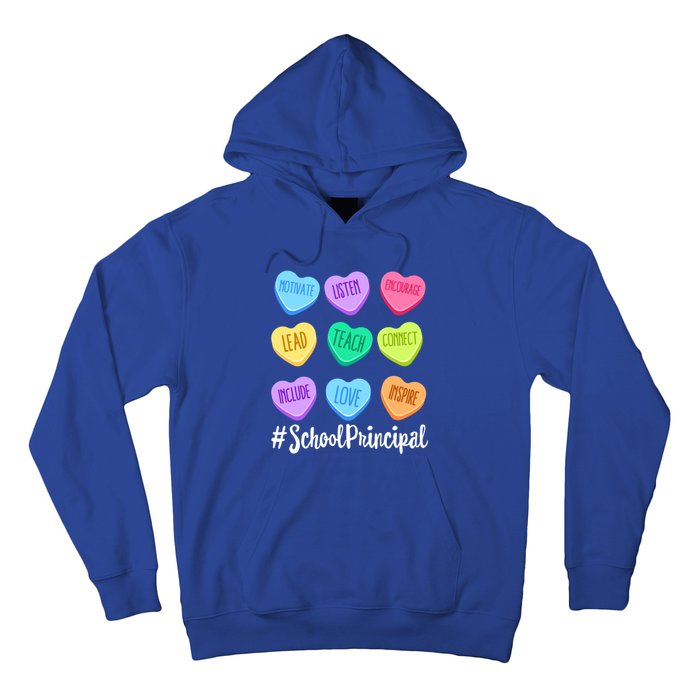 School Principal Teacher Valentine's Day Pastel Candy Heart Gift Hoodie