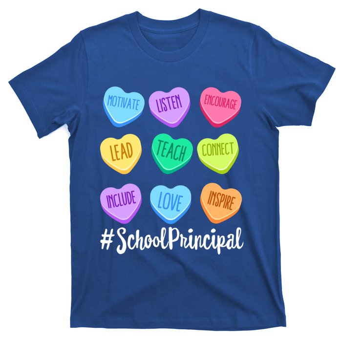 School Principal Teacher Valentine's Day Pastel Candy Heart Gift T-Shirt