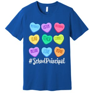 School Principal Teacher Valentine's Day Pastel Candy Heart Gift Premium T-Shirt