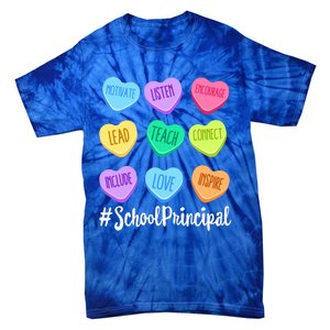 School Principal Teacher Valentine's Day Pastel Candy Heart Gift Tie-Dye T-Shirt