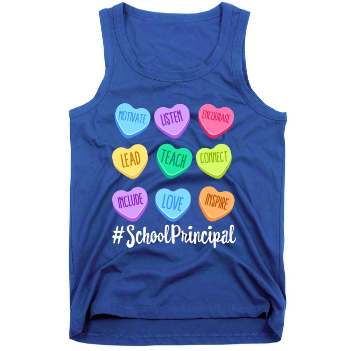 School Principal Teacher Valentine's Day Pastel Candy Heart Gift Tank Top