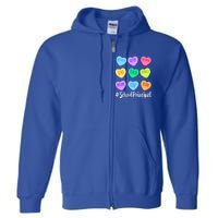 School Principal Teacher Valentine's Day Pastel Candy Heart Gift Full Zip Hoodie