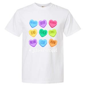 School Principal Teacher Valentine's Day Pastel Candy Heart Gift Garment-Dyed Heavyweight T-Shirt