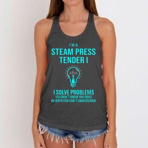 Steam Press Tender I I Solve Problems Women's Knotted Racerback Tank