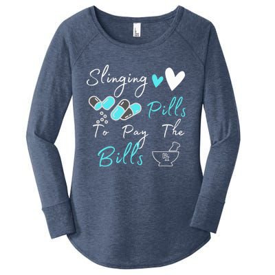 Slinging Pills To Pay The Bills Funny Pharmacist Pharmacy Women's Perfect Tri Tunic Long Sleeve Shirt