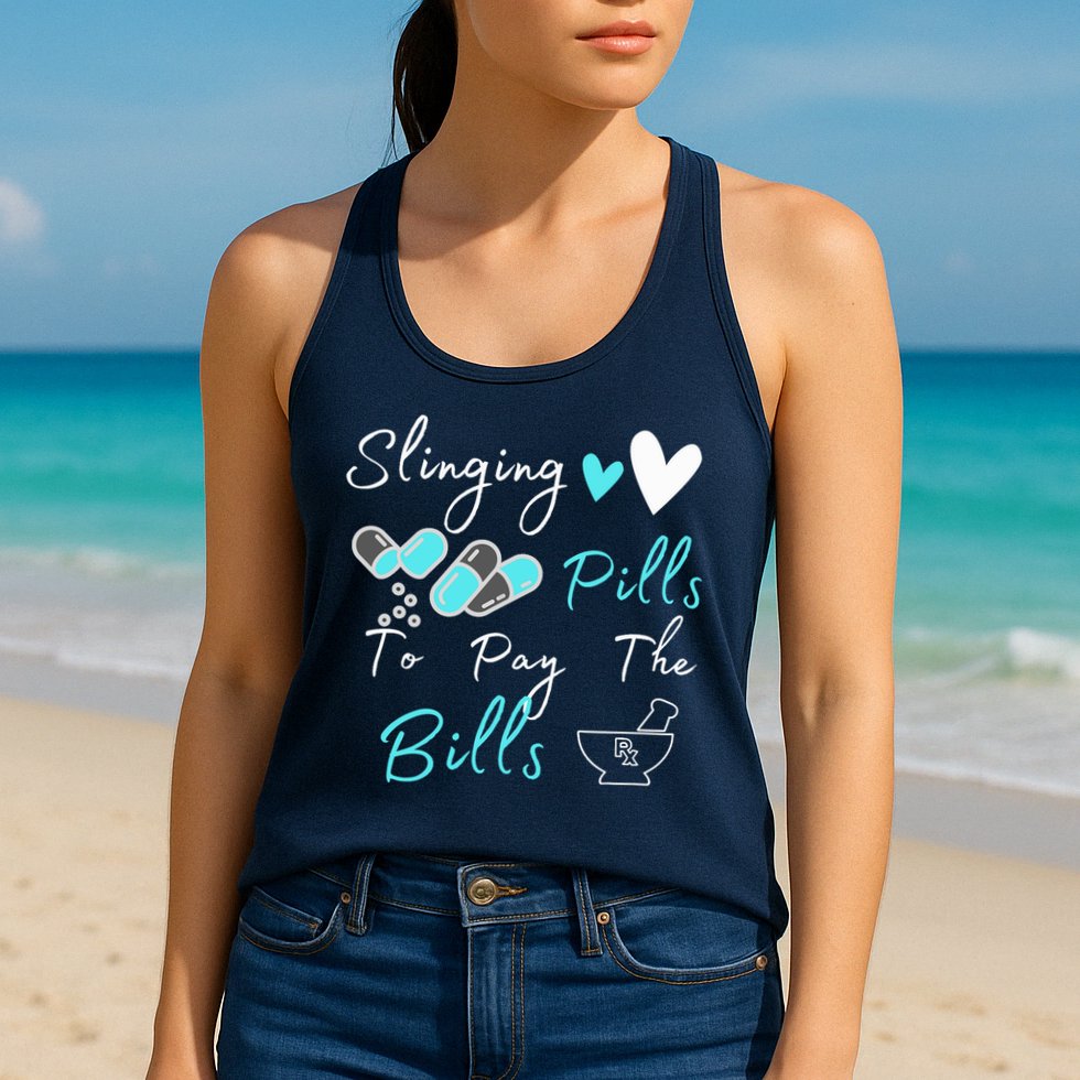 Slinging Pills To Pay The Bills Funny Pharmacist Pharmacy Womens Tank Top