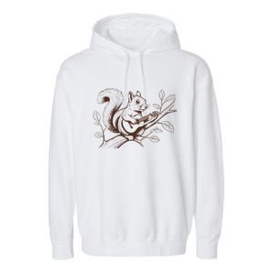 Squirrel Plays The Guitar Guitar Music Garment-Dyed Fleece Hoodie