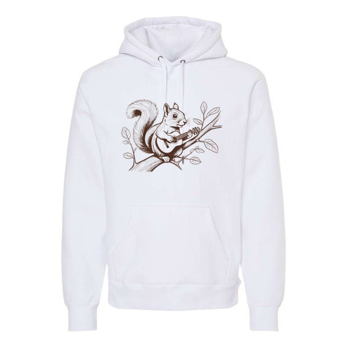 Squirrel Plays The Guitar Guitar Music Premium Hoodie