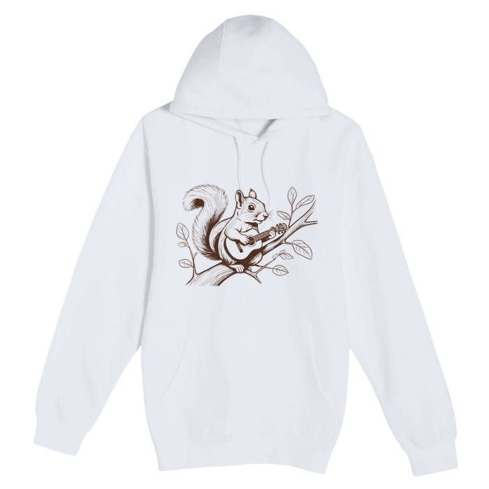 Squirrel Plays The Guitar Guitar Music Premium Pullover Hoodie