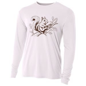 Squirrel Plays The Guitar Guitar Music Cooling Performance Long Sleeve Crew