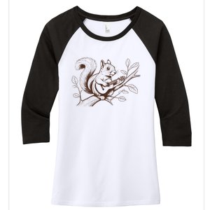 Squirrel Plays The Guitar Guitar Music Women's Tri-Blend 3/4-Sleeve Raglan Shirt