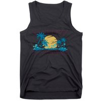 Sunset Palm Trees Beach 80s Art Vaporwave Tropical Summer Tank Top