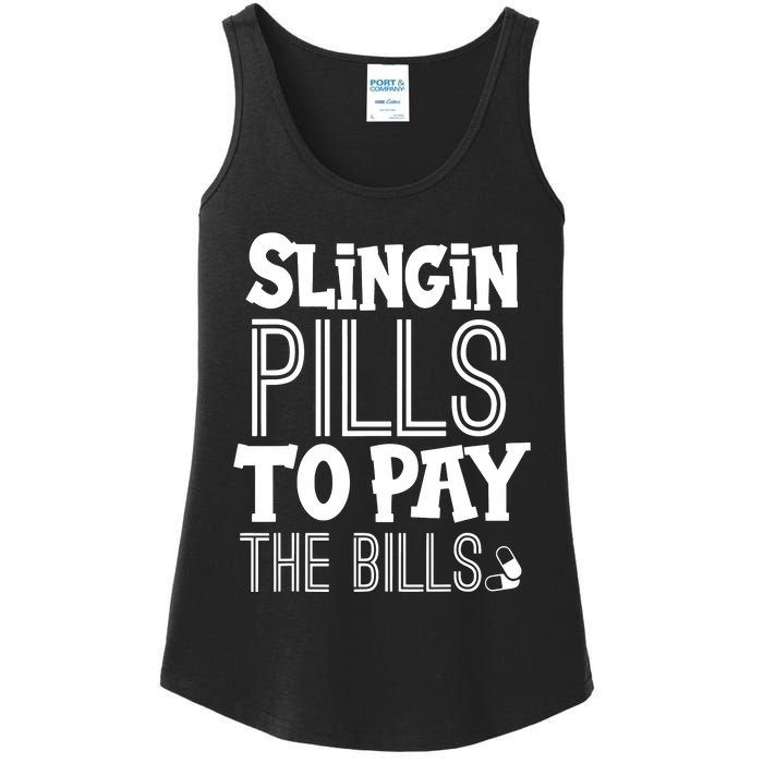 Slinging Pills To Pay Funny Nurse Medical Pharmacy Ladies Essential Tank