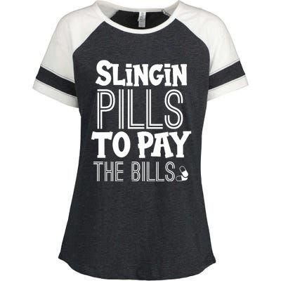 Slinging Pills To Pay Funny Nurse Medical Pharmacy Enza Ladies Jersey Colorblock Tee