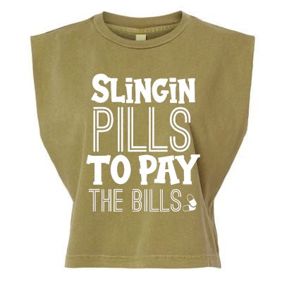 Slinging Pills To Pay Funny Nurse Medical Pharmacy Garment-Dyed Women's Muscle Tee