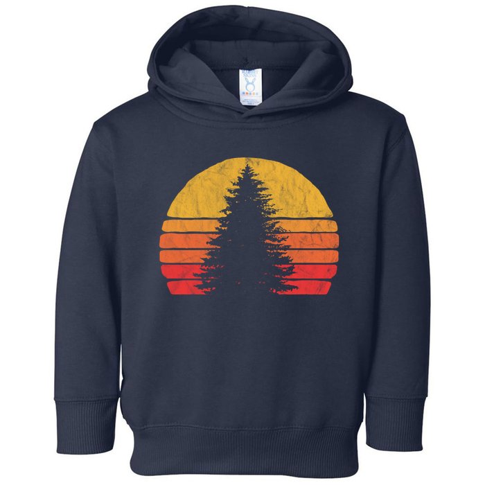 Solitary Pine Tree Sun Vintage Retro Outdoor Toddler Hoodie