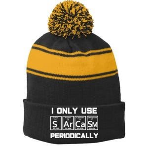 Sarcasm Periodic Table Element Weird Science Joke Gift Stripe Pom Pom Beanie