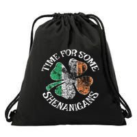 St. Patrick's Time For Some Shenanigans Clover Funny Party Drawstring Bag