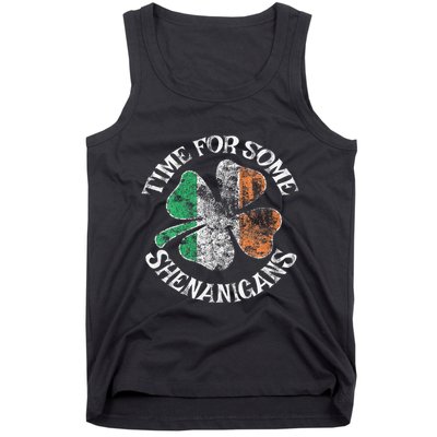 St. Patrick's Time For Some Shenanigans Clover Funny Party Tank Top