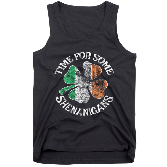 St. Patrick's Time For Some Shenanigans Clover Funny Party Tank Top