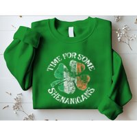 St. Patrick's Time For Some Shenanigans Clover Funny Party Sweatshirt