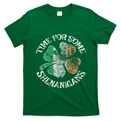 St. Patrick's Time For Some Shenanigans Clover Funny Party T-Shirt