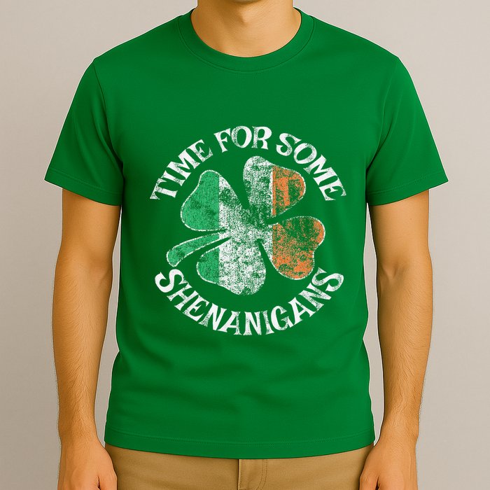 St. Patrick's Time For Some Shenanigans Clover Funny Party T-Shirt