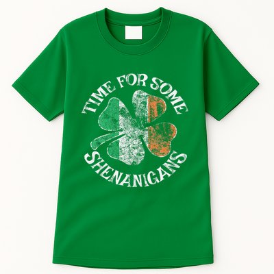 St. Patrick's Time For Some Shenanigans Clover Funny Party Tall T-Shirt